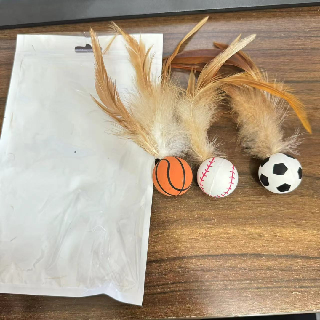 Cat Feather Rubber Ball Toy