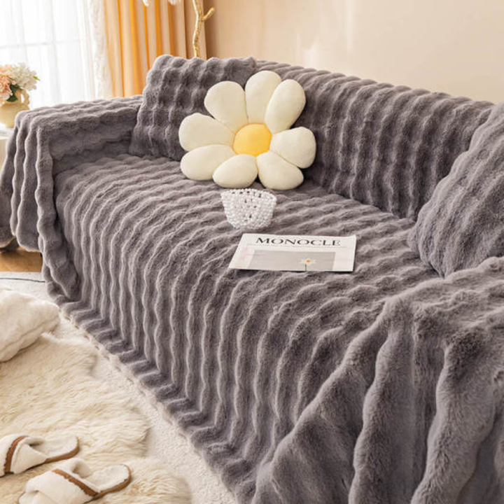 Faux Rabbit Fur Sofa Cover – Ultra Soft Plush Couch Cover for Pets