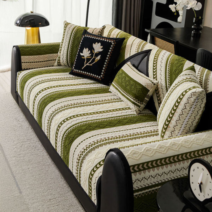 Colour Block Woven Suede Sofa Cover – Soft Protective Couch Cover for Pets