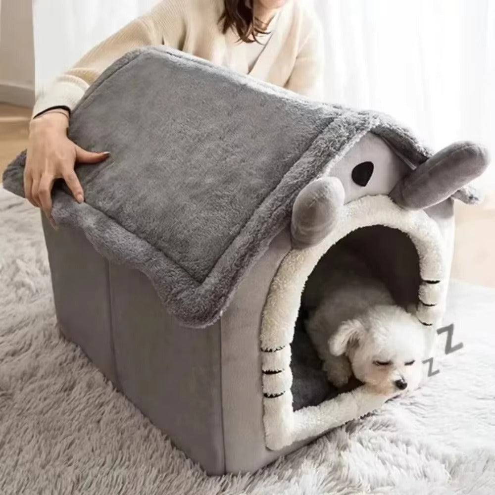 Foldable Dog House Bed | Soft Cushion Fabric | Portable Warm Kennel