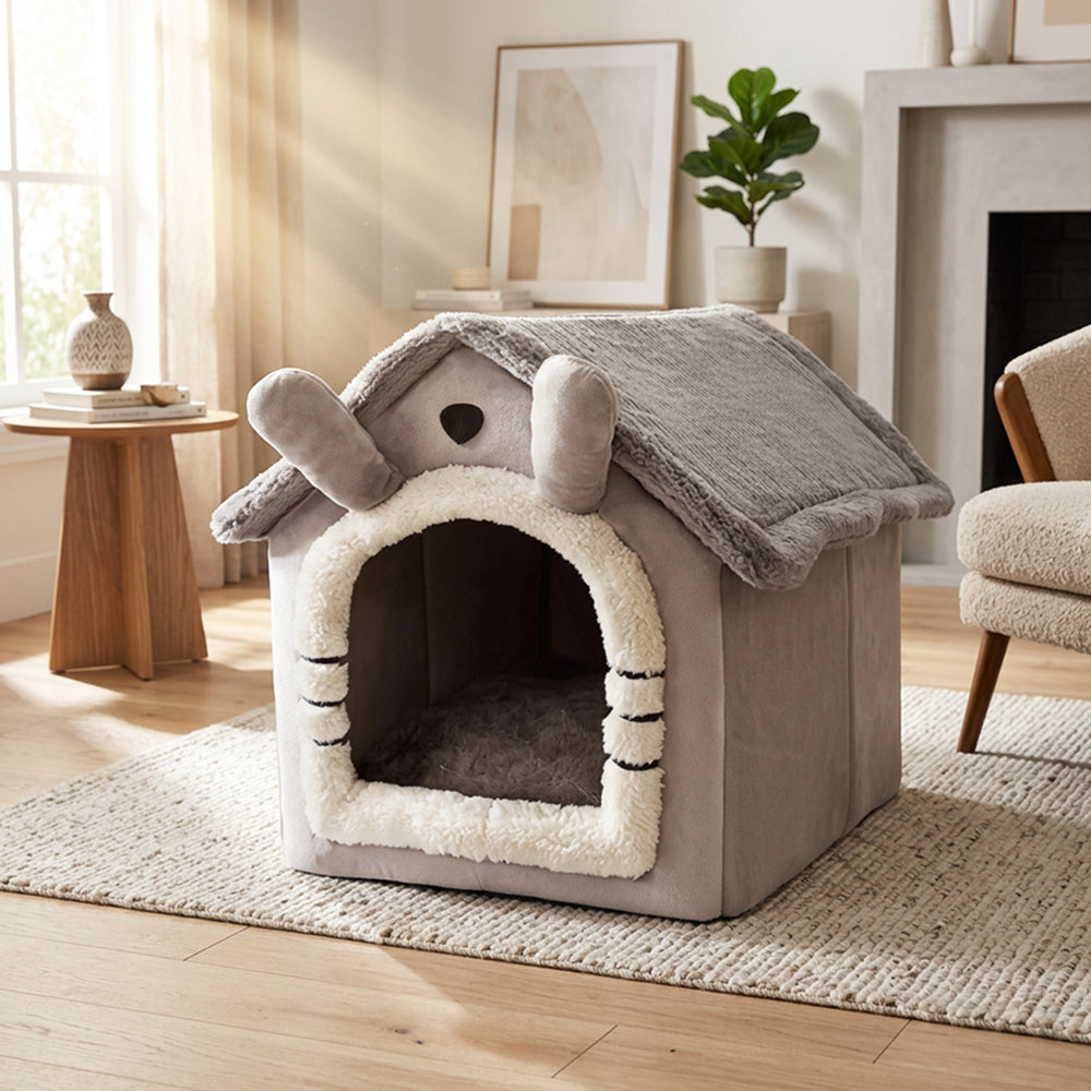 Foldable Dog House Bed | Soft Cushion Fabric | Portable Warm Kennel