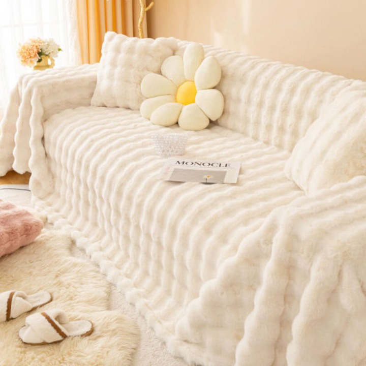 Faux Rabbit Fur Sofa Cover – Ultra Soft Plush Couch Cover for Pets