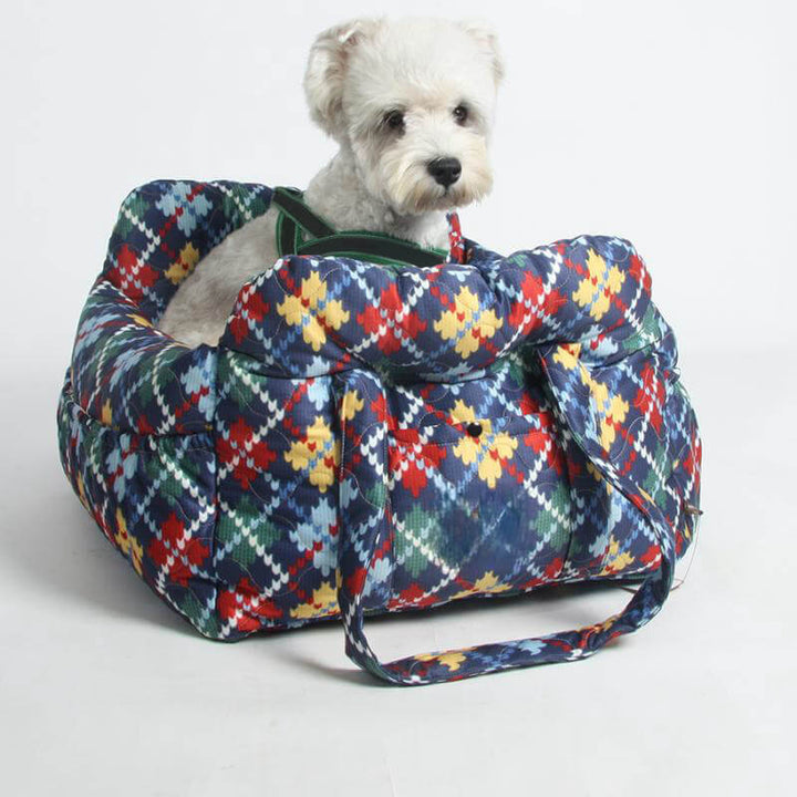 Portable Dog Car Seat Bed | Soft Fabric Booster Bed | 3-in-1 Travel Carrier | Large Dogs
