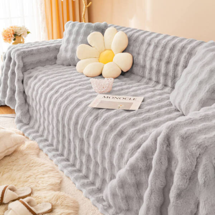 Faux Rabbit Fur Sofa Cover – Ultra Soft Plush Couch Cover for Pets
