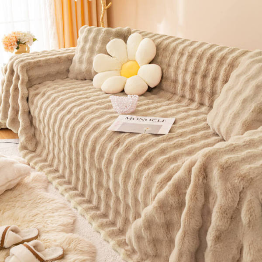 Faux Rabbit Fur Sofa Cover – Ultra Soft Plush Couch Cover for Pets
