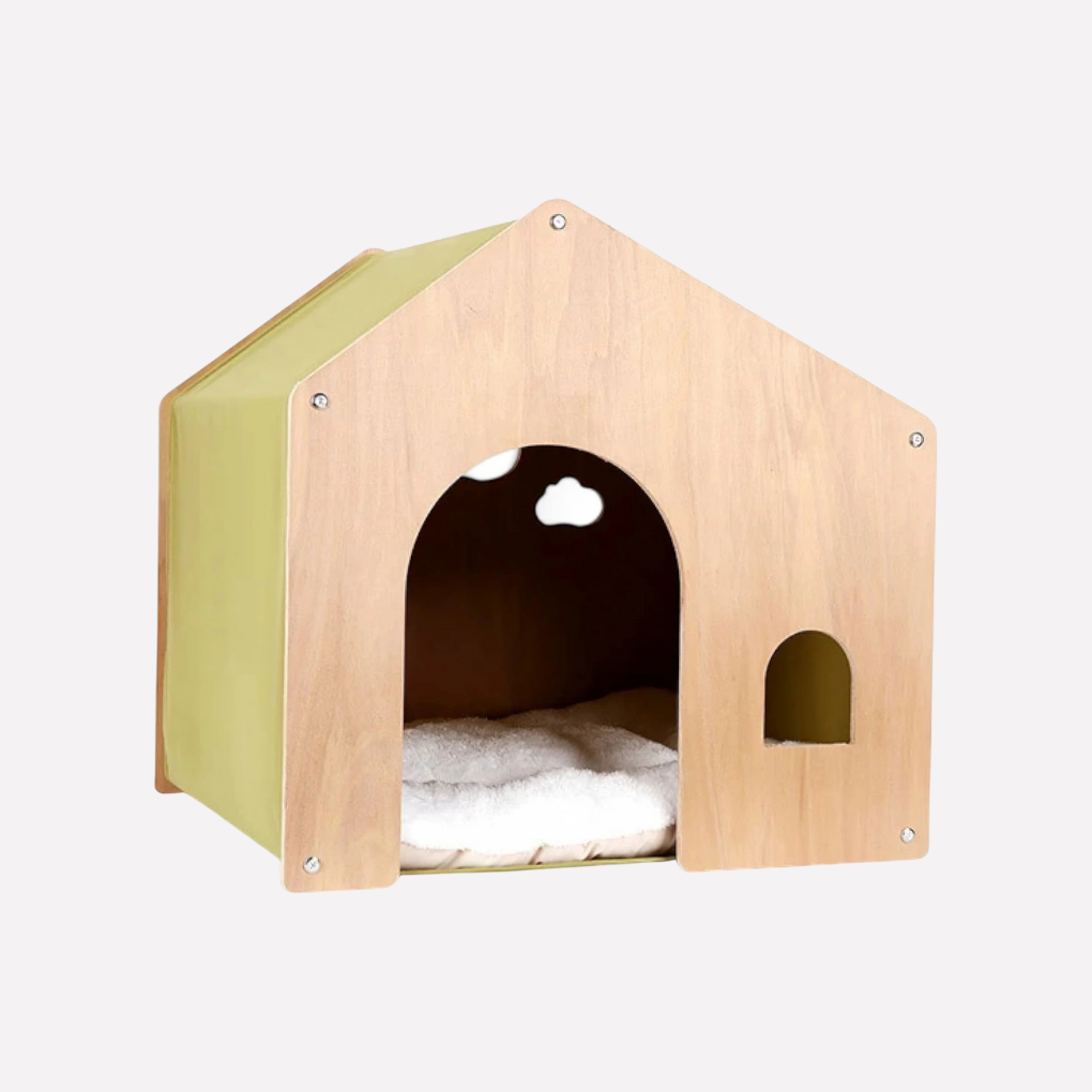 Modern Wooden Cat Bed & Cozy Retreat