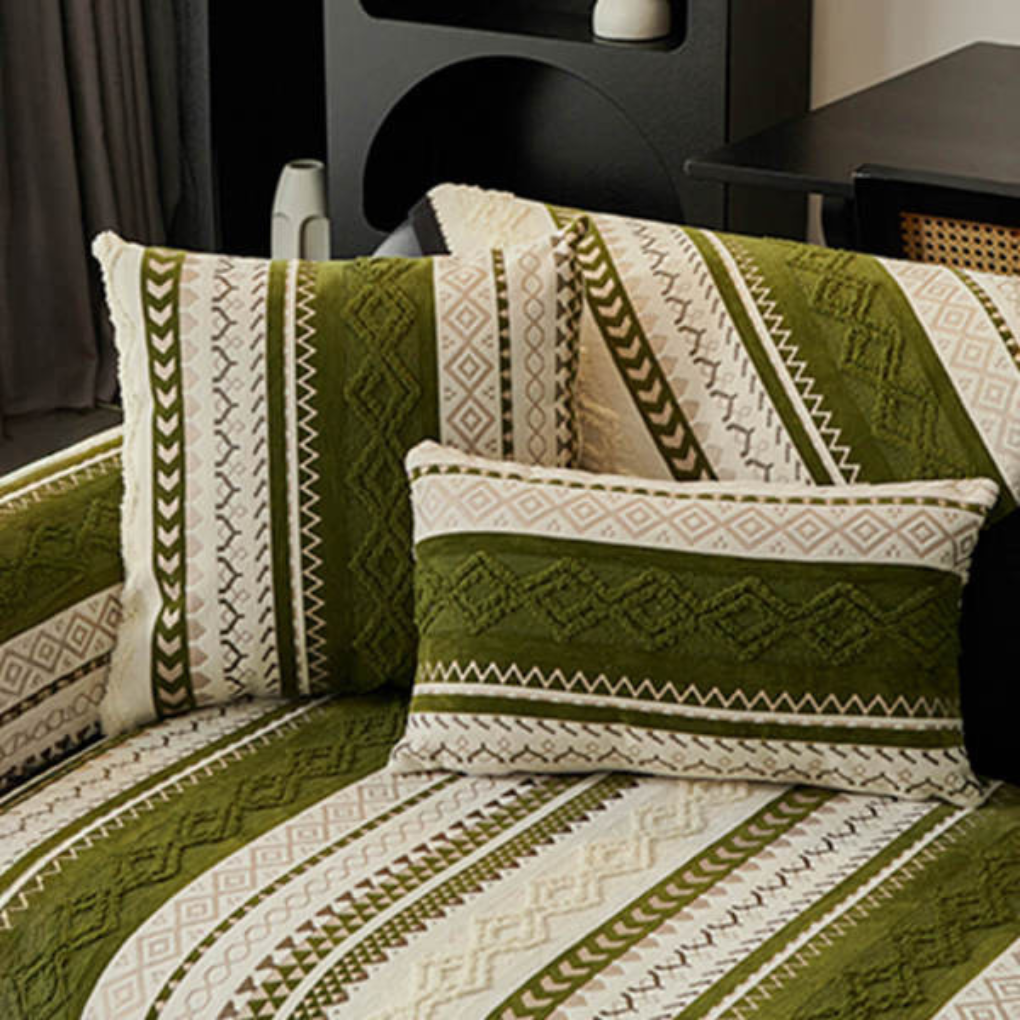 Colour Block Woven Suede Sofa Cover – Soft Protective Couch Cover for Pets