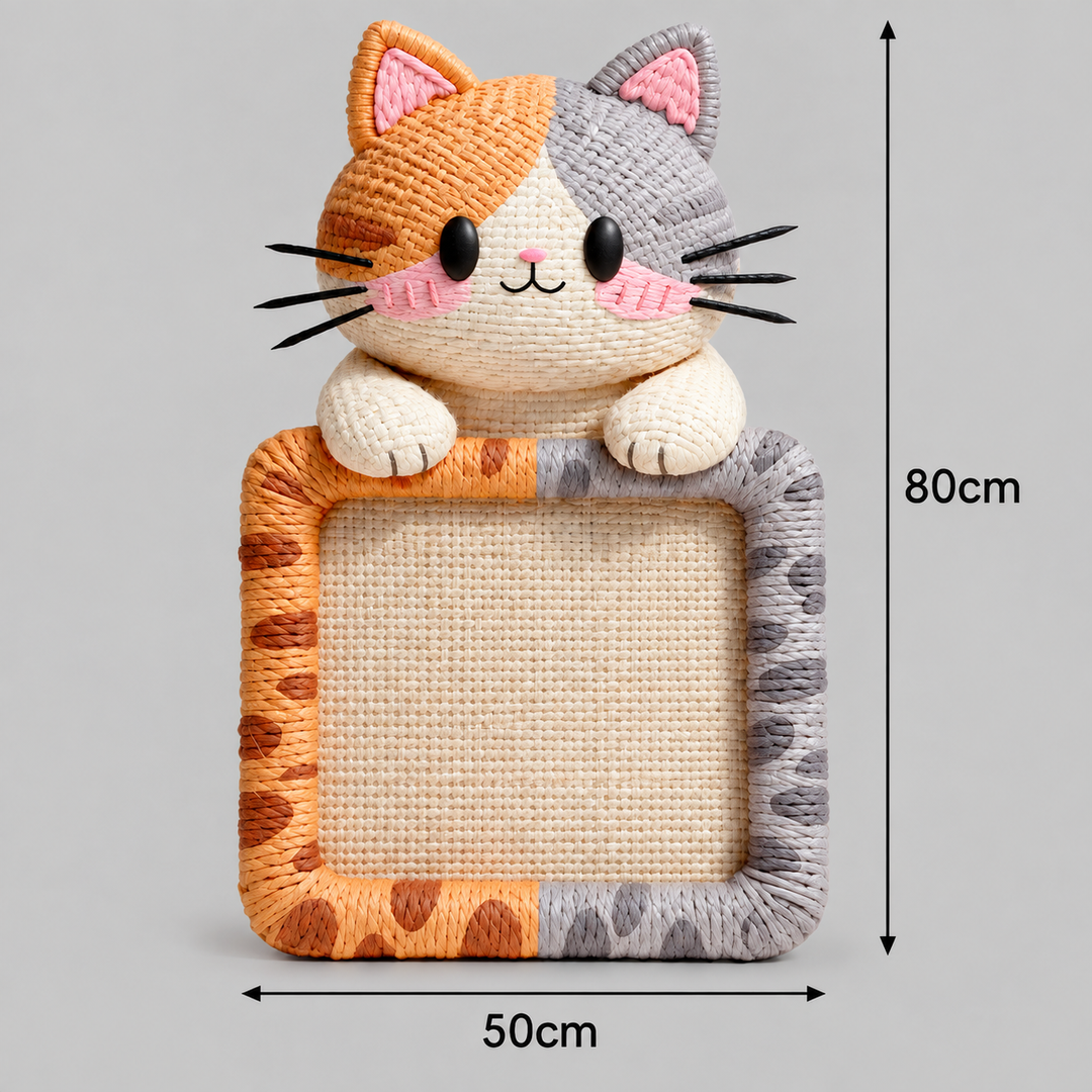 2in1 Woven Self-Adhesive Cat Scratching Mat & Furniture Protector with Interactive Toy