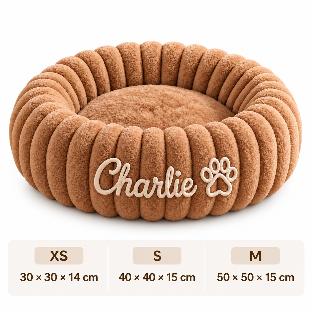 Personalized Round Fluffy CAT Bed