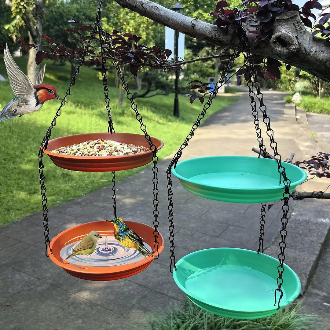 FeatherFeast Dual Bowl Hanging Bird Feeder