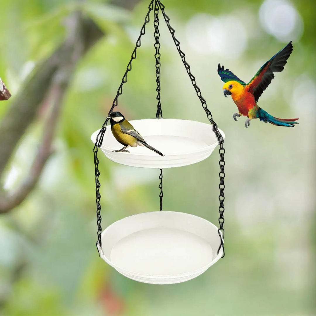 FeatherFeast Dual Bowl Hanging Bird Feeder