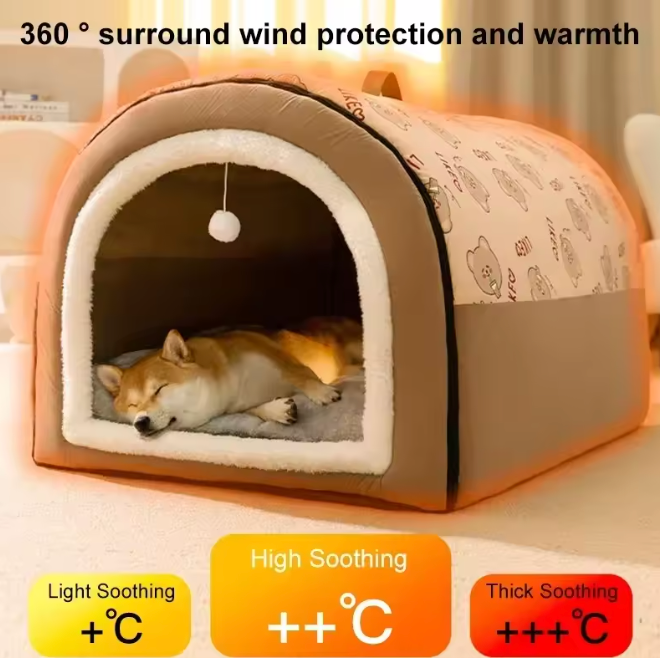 CozyCave Winter Dog Kennel & Warm Bed