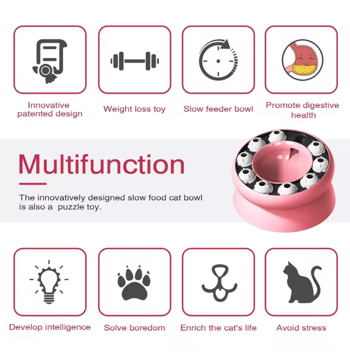 Elevated Rotating Cat Puzzle Feeder