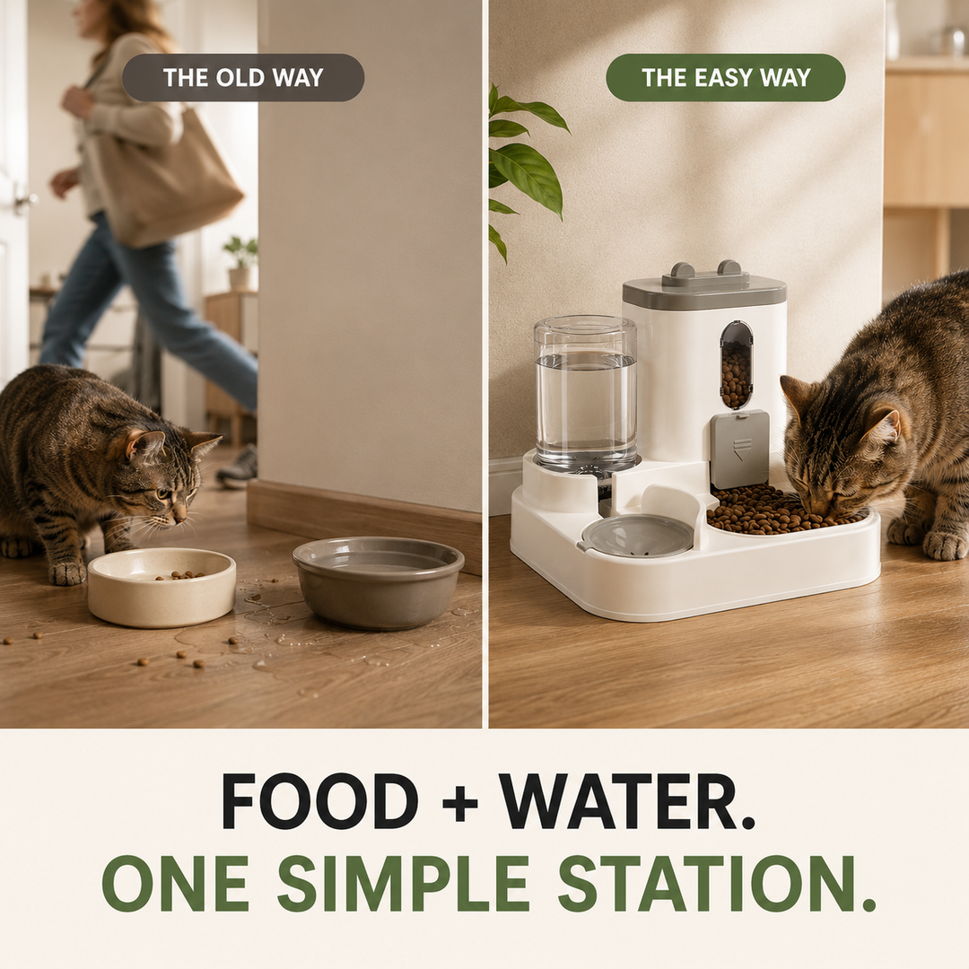 FeedFlow 2-in-1 Auto Food & Water Feeder