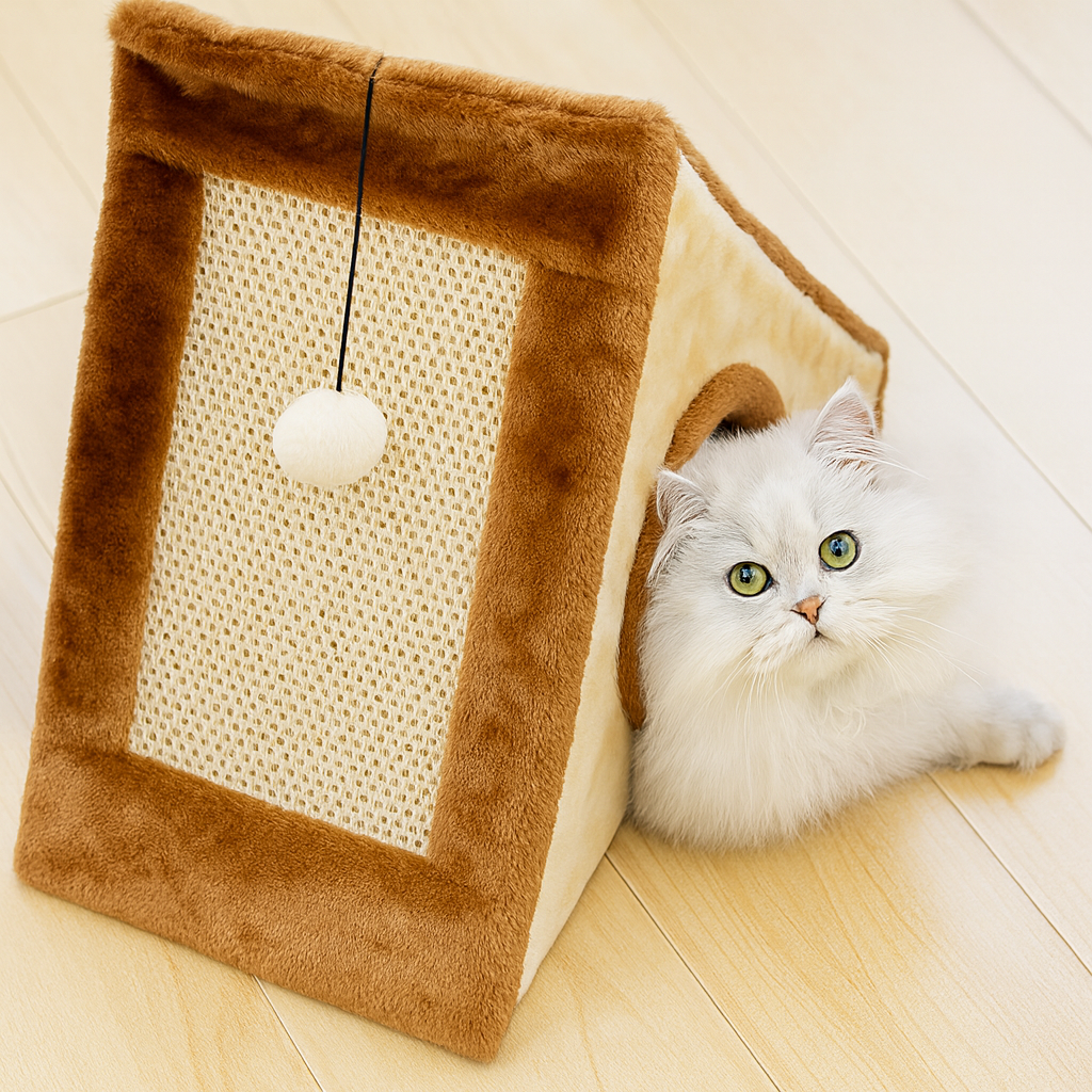 CuddleTipi – Cat Tent House with Scratching Surface & Play Ball