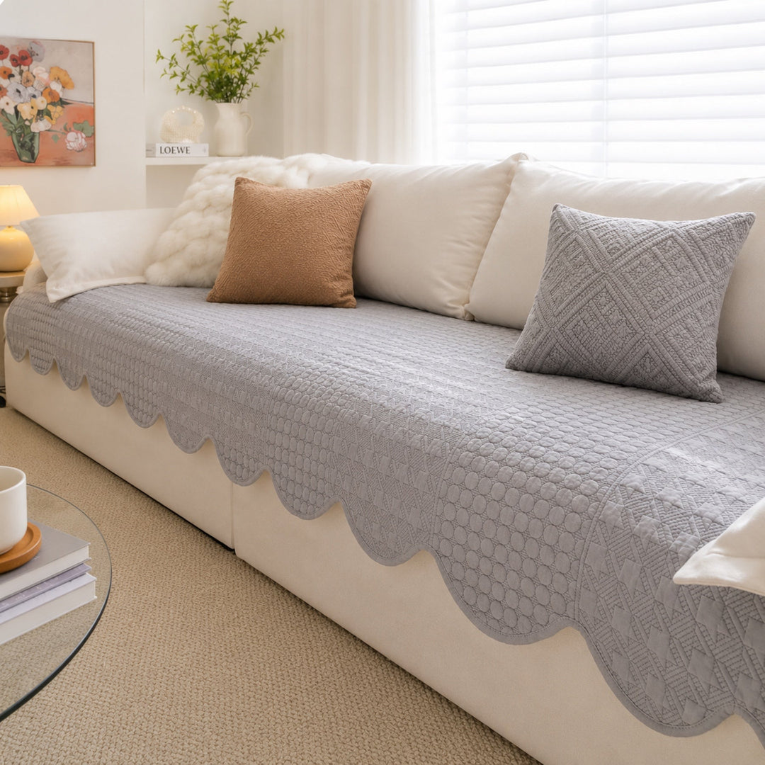 Modern Wave | Cotton Sofa Cover | Breathable Anti-Slip | All-Season Protector