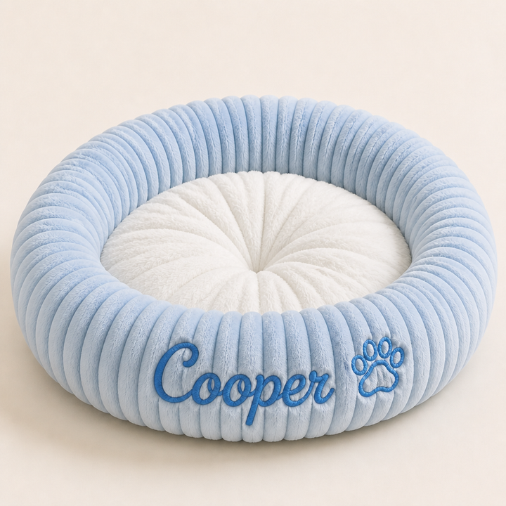 Personalized Round Fluffy Dog Bed