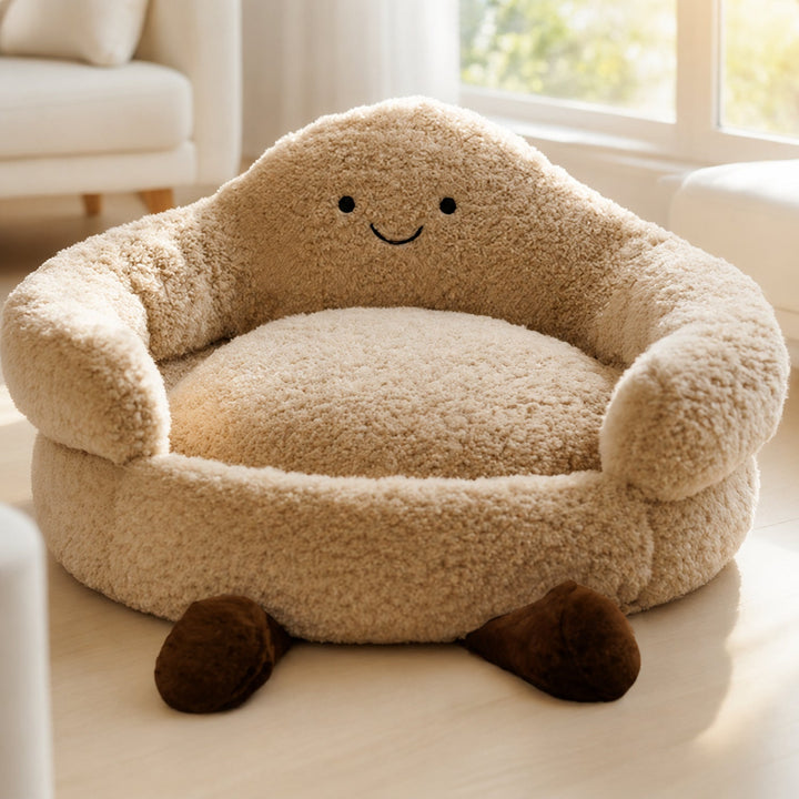Dog Bed & Cat Bed | Cloud Design | Soft Washable Plush with Raised Padded Sides