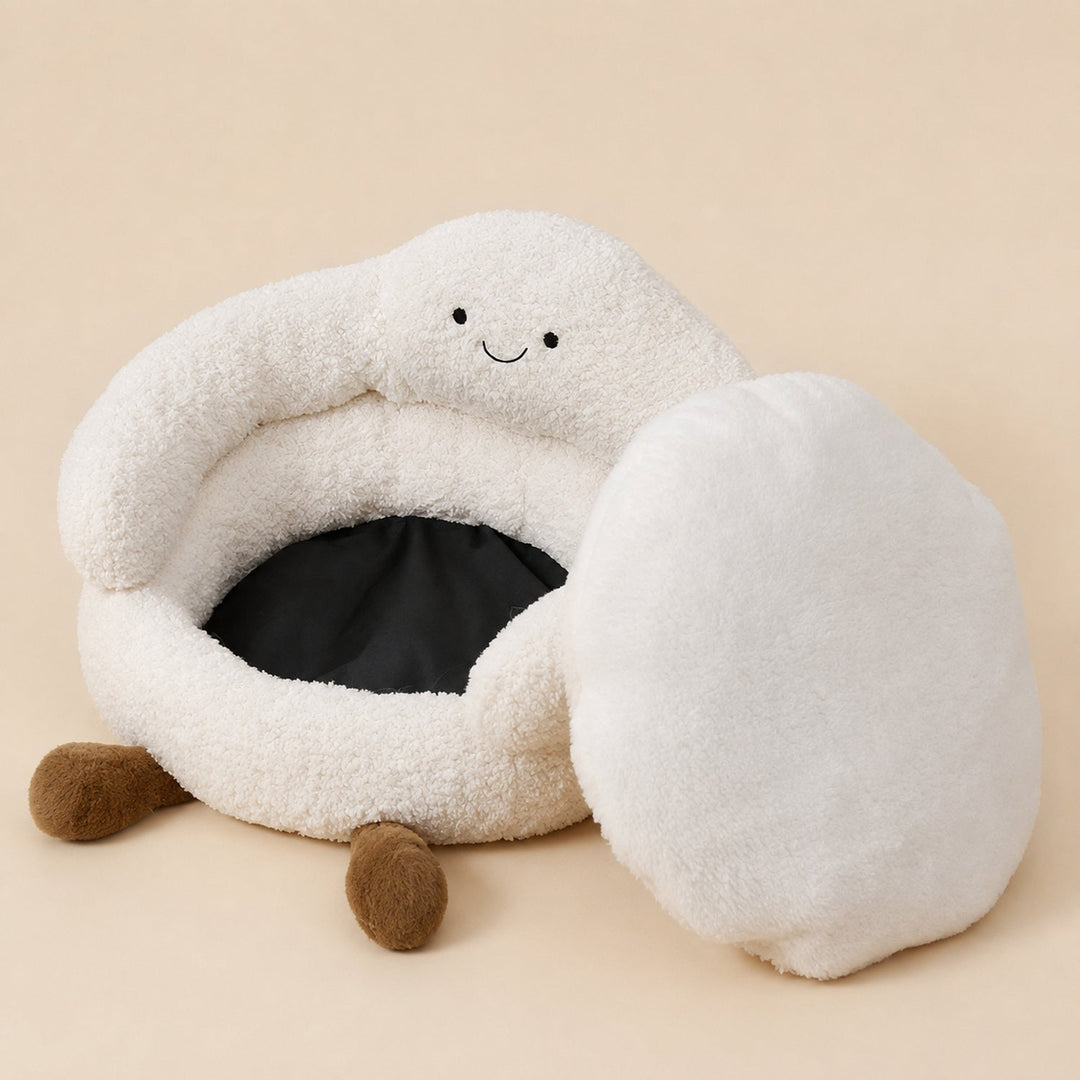 Dog Bed & Cat Bed | Cloud Design | Soft Washable Plush with Raised Padded Sides