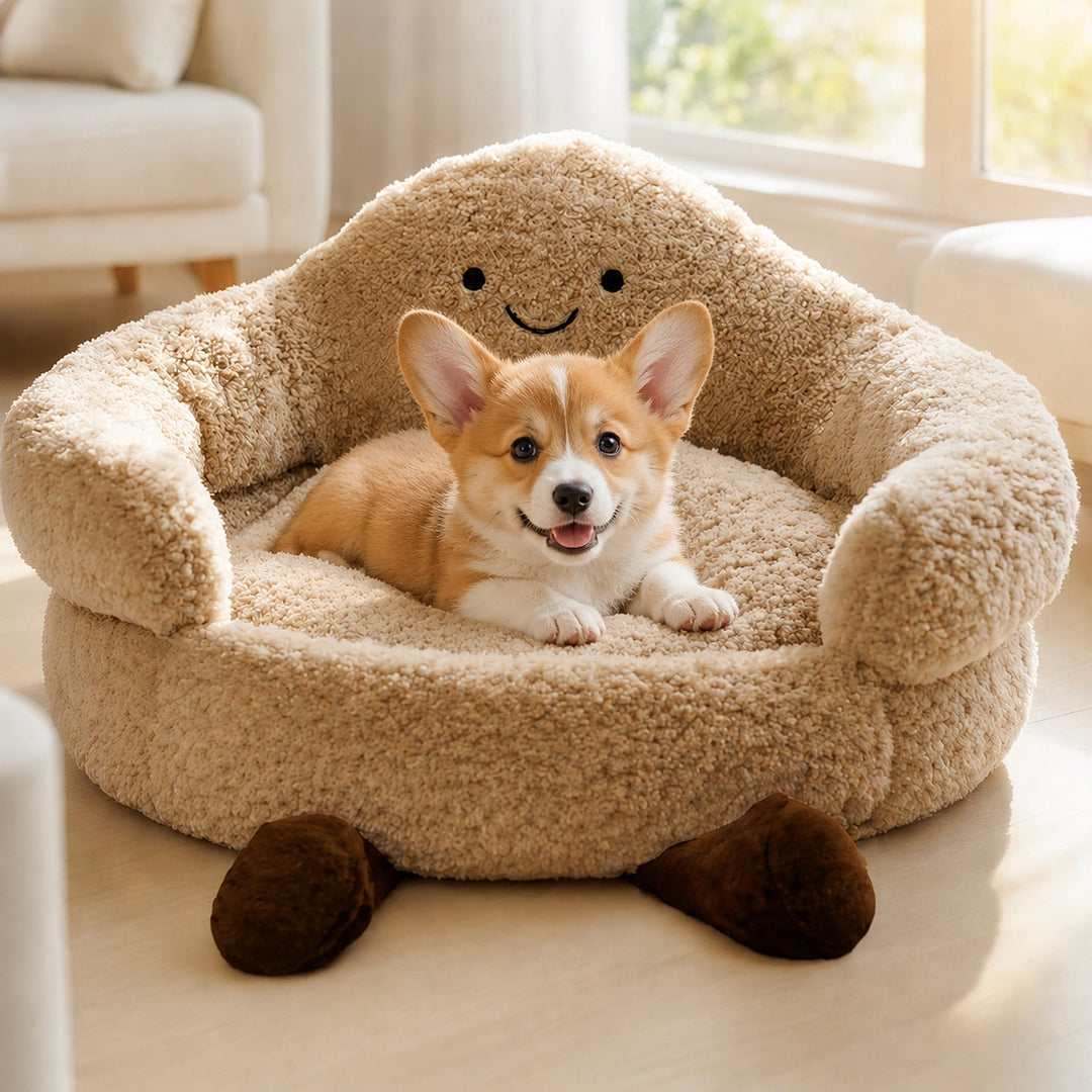 Dog Bed & Cat Bed | Cloud Design | Soft Washable Plush with Raised Padded Sides