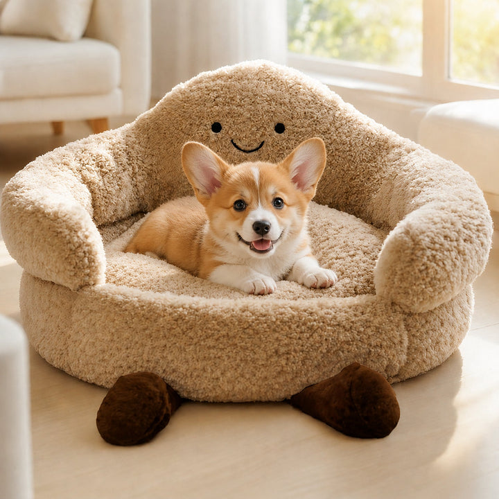 Dog Bed & Cat Bed | Cloud Design | Soft Washable Plush with Raised Padded Sides