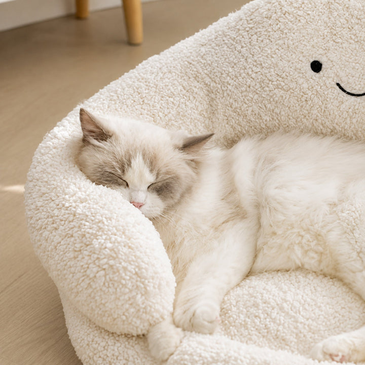 Dog Bed & Cat Bed | Cloud Design | Soft Washable Plush with Raised Padded Sides