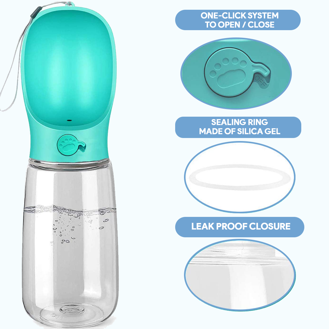Portable Dog Water Bottle | Leakproof Travel Bowl | One-Hand Use | Durable for Walking Hiking