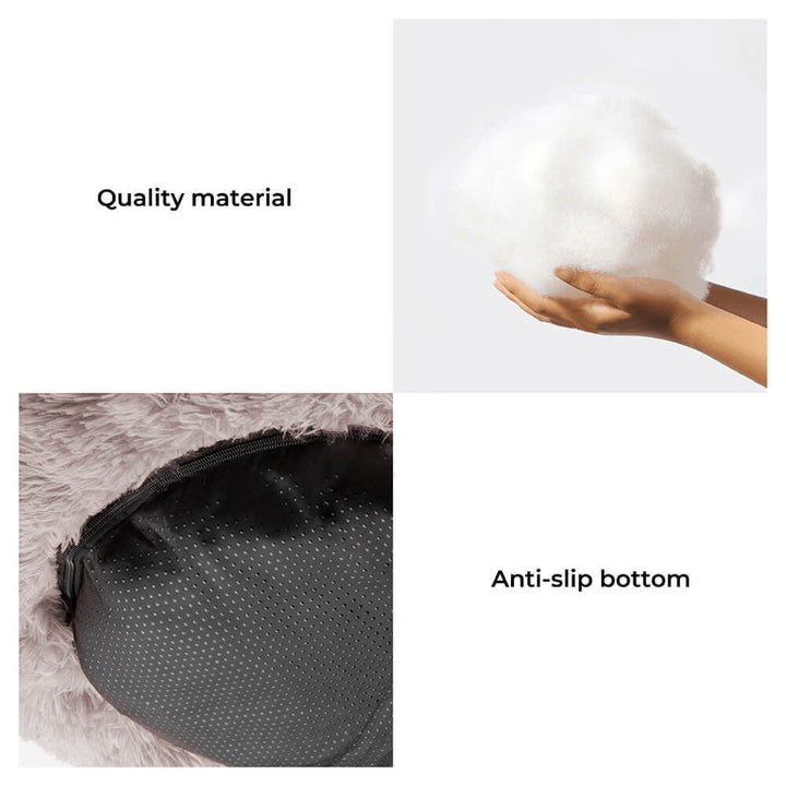 Calming Dog Bed | Round Fluffy Anti-Anxiety Bed | Raised Rim for Joint Support | Machine Washable | Faux Fur