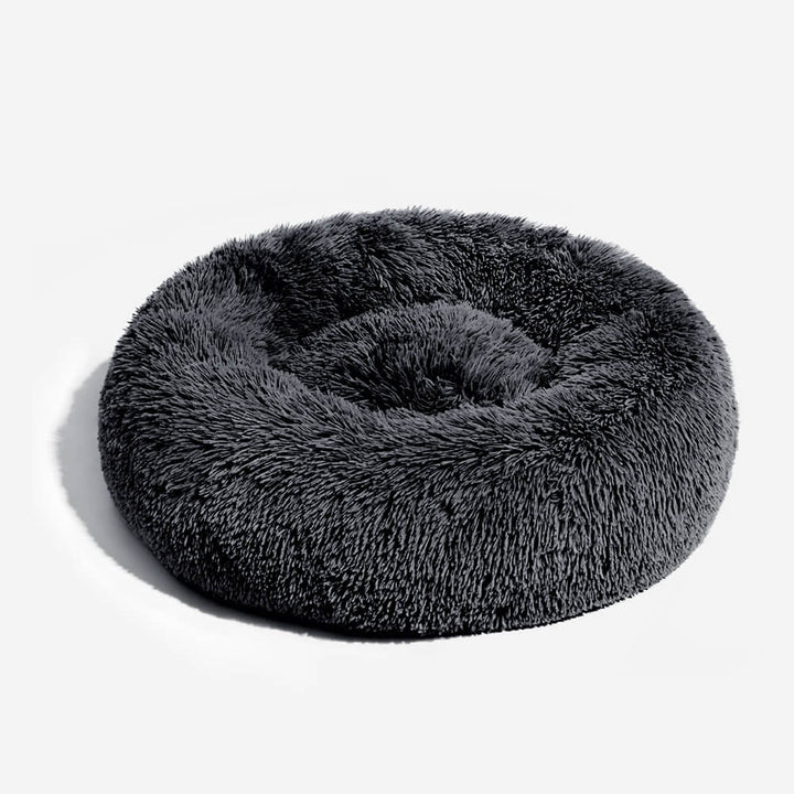 Calming Dog Bed | Round Fluffy Anti-Anxiety Bed | Raised Rim for Joint Support | Machine Washable | Faux Fur