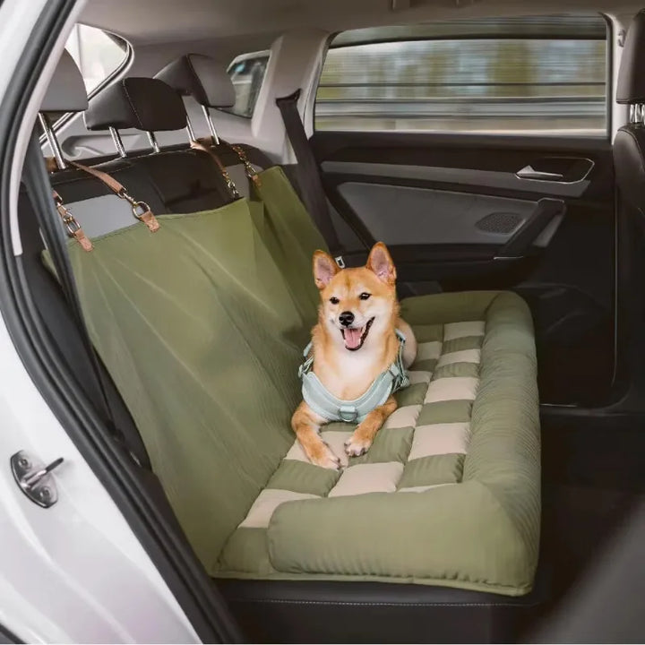 Dog Car Seat Bed | Travel Bolster Cushion  | Washable Soft Bed for Large Dogs