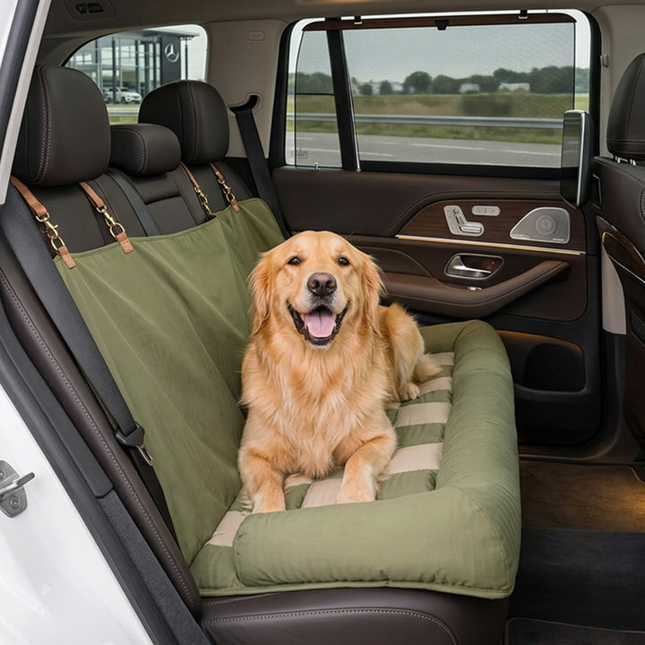 Dog Car Seat Bed | Travel Bolster Cushion  | Washable Soft Bed for Large Dogs