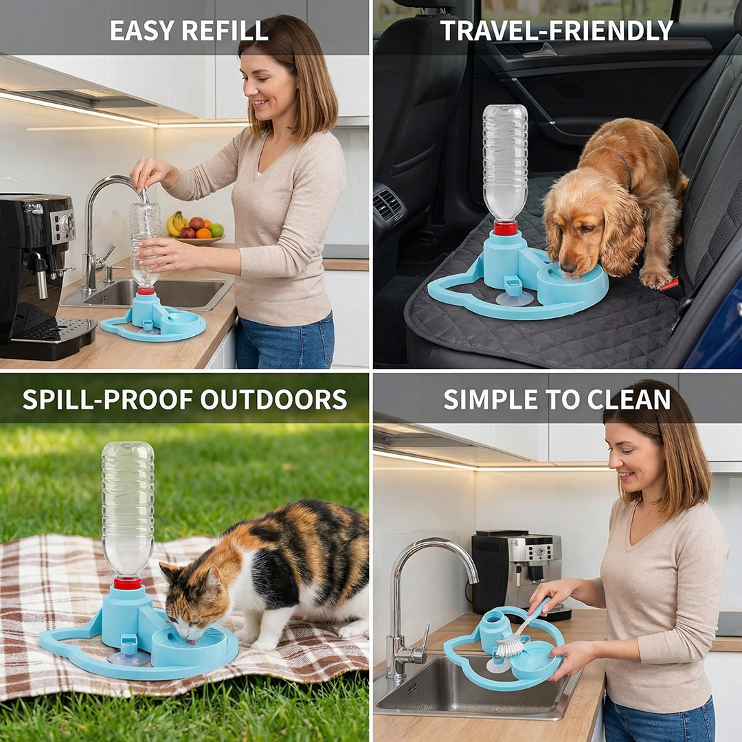 Automatic Pet Water Dispenser – No Power Required, Spill-Proof & Travel-Friendly
