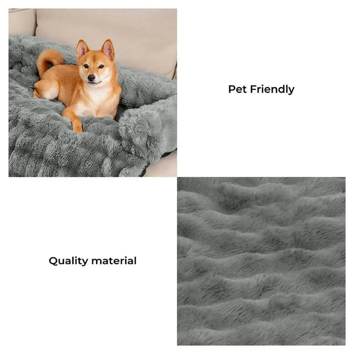 Dog Sofa Bed & Sofa Protector | Fluffy Plush Pet Mat | Washable & Non-Slip