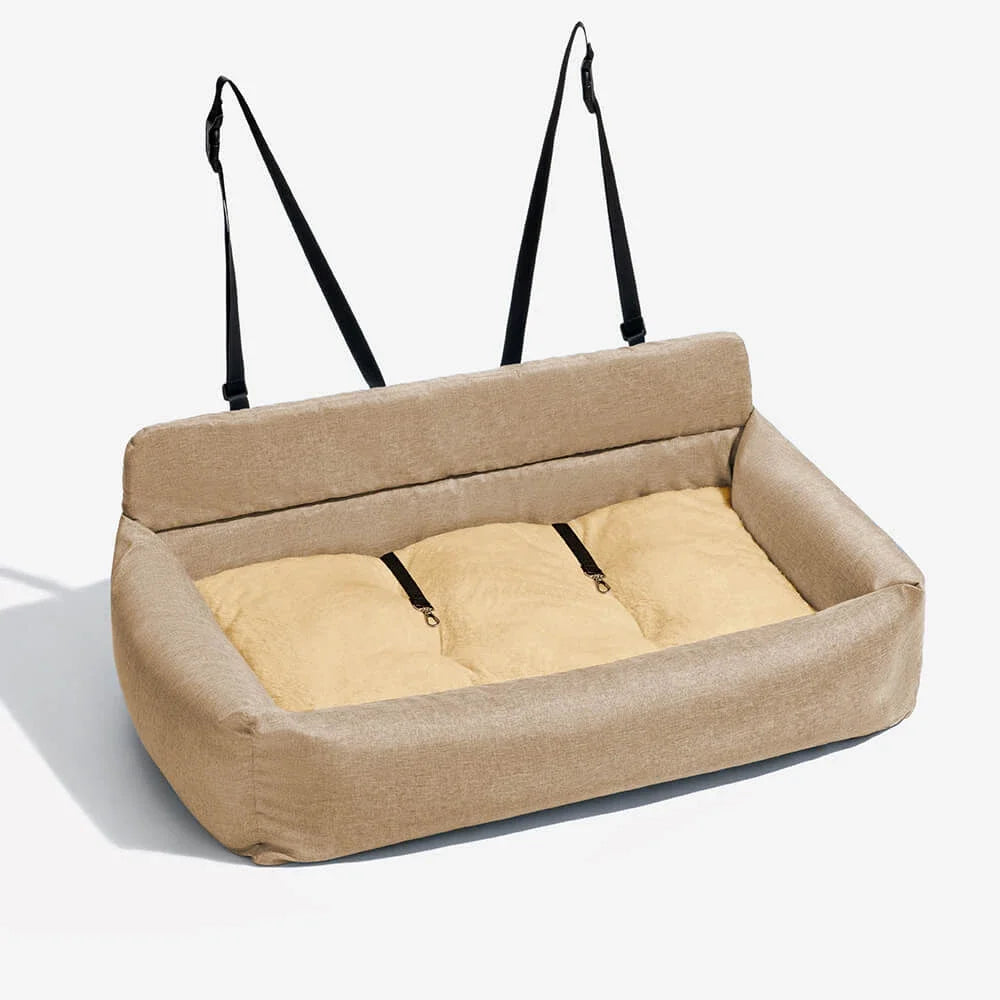 Dog Car Back Seat Bed | Washable Travel Bolster Seat Cover