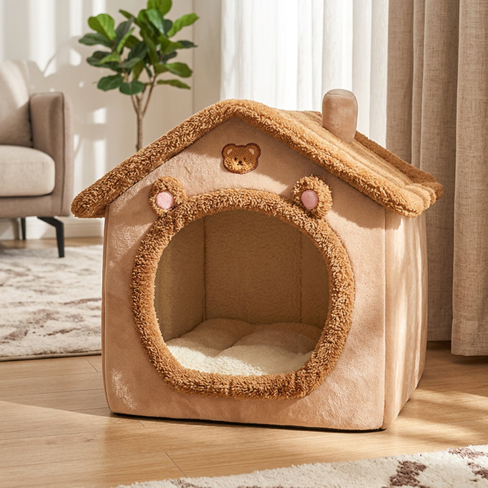 Foldable Dog House Bed | Soft Cushion Fabric | Portable Warm Kennel