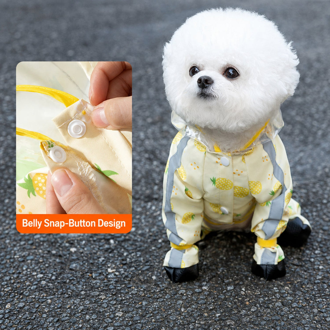 Fruit Print Dog Raincoat | Waterproof Polyester | Full-Coverage Reflective Design