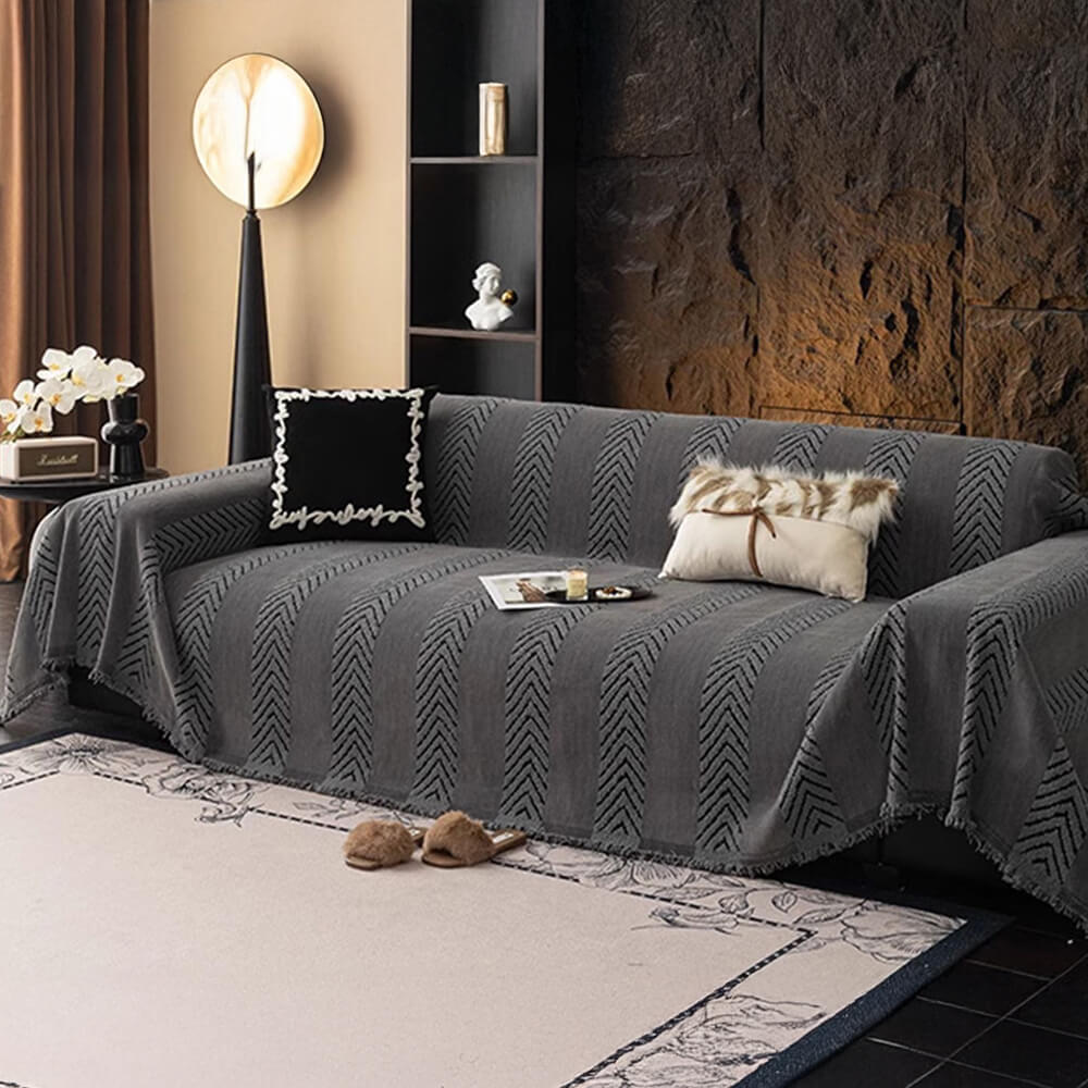 Herringbone Chenille Durable Throw Sofa Cover with Seamless Pattern Stitching