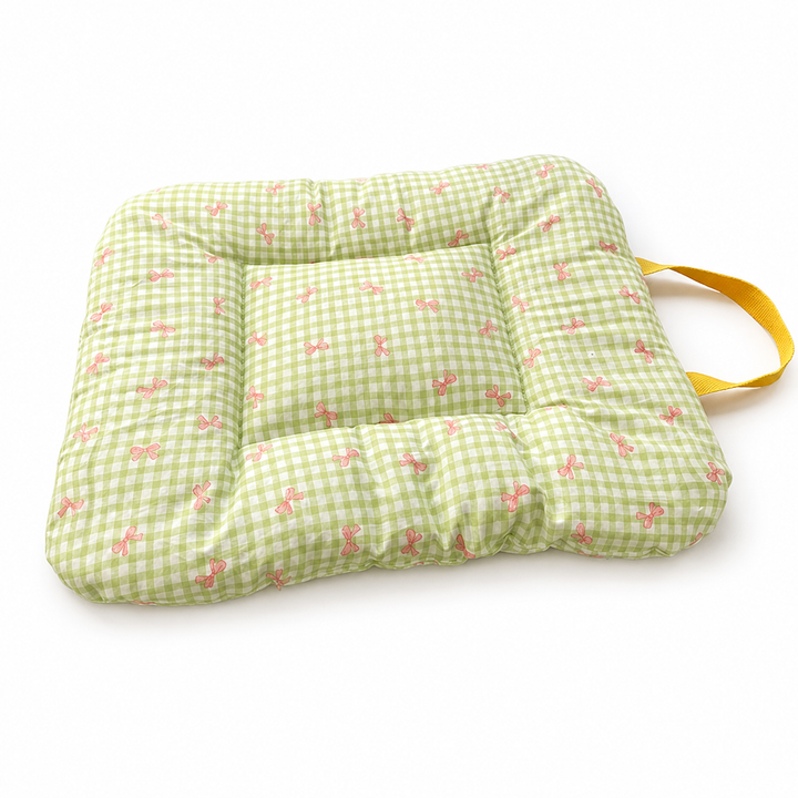Washable Dog Bed & Cat Bed | Gingham Bow Pet Mat | Reversible Cotton
