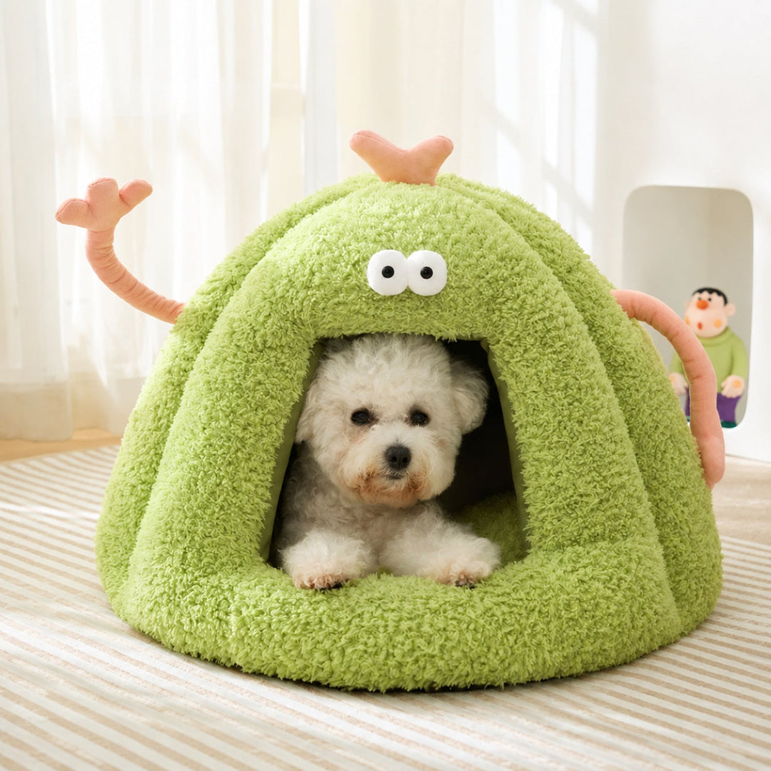 Dog Bed & Cat Bed | Silly Monster House | Soft Plush, Removable Cushion & Non-Slip Base