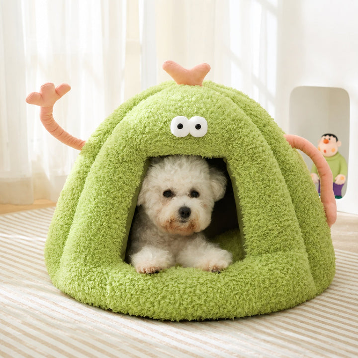 Dog Bed & Cat Bed | Silly Monster House | Soft Plush, Removable Cushion & Non-Slip Base