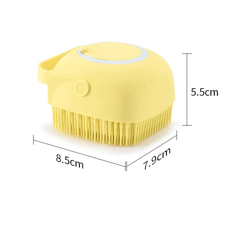 Silicone Dog Bath Massage Gloves | Pet Grooming Brush with Shampoo Dispenser