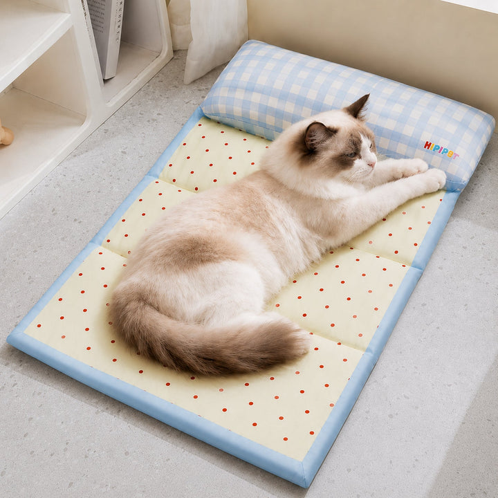 Dog Bed & Cat Bed | Foldable Cooling Pet Mat | Waterproof Twill & Support Pillow