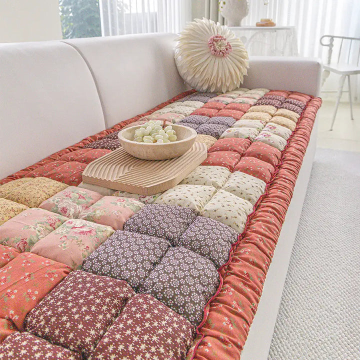 Floral Padded Pet Sofa Cover | Non-Slip Washable Couch Mat