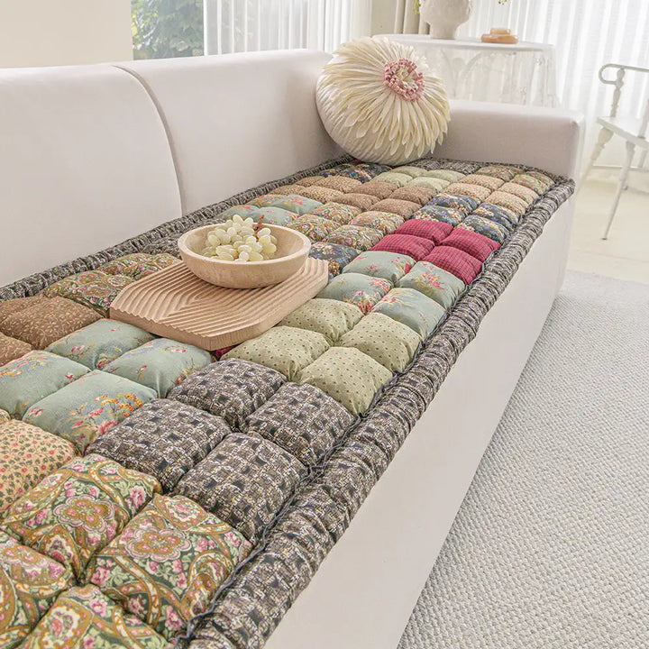 Floral Padded Pet Sofa Cover | Non-Slip Washable Couch Mat