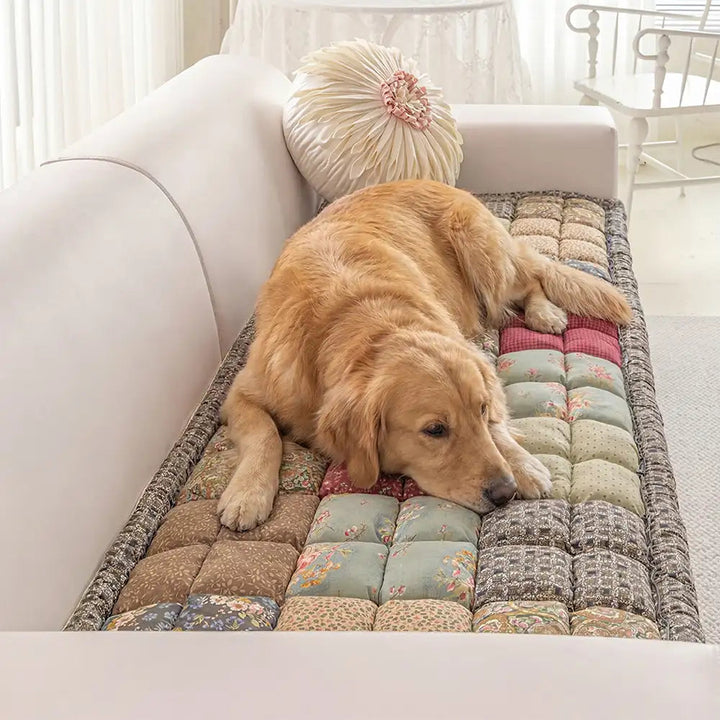 Floral Padded Pet Sofa Cover | Non-Slip Washable Couch Mat