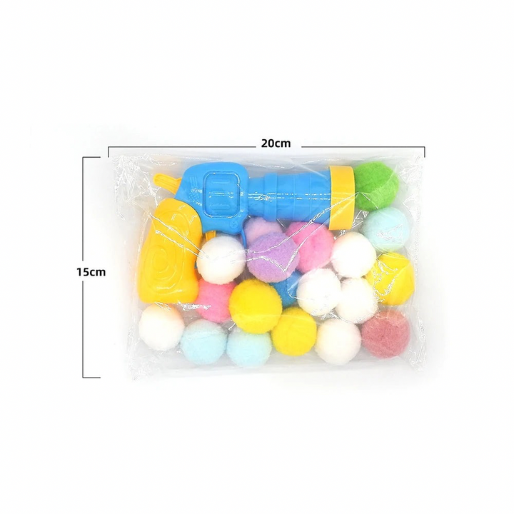 Pom-Pop Plush Ball Launcher Toy
