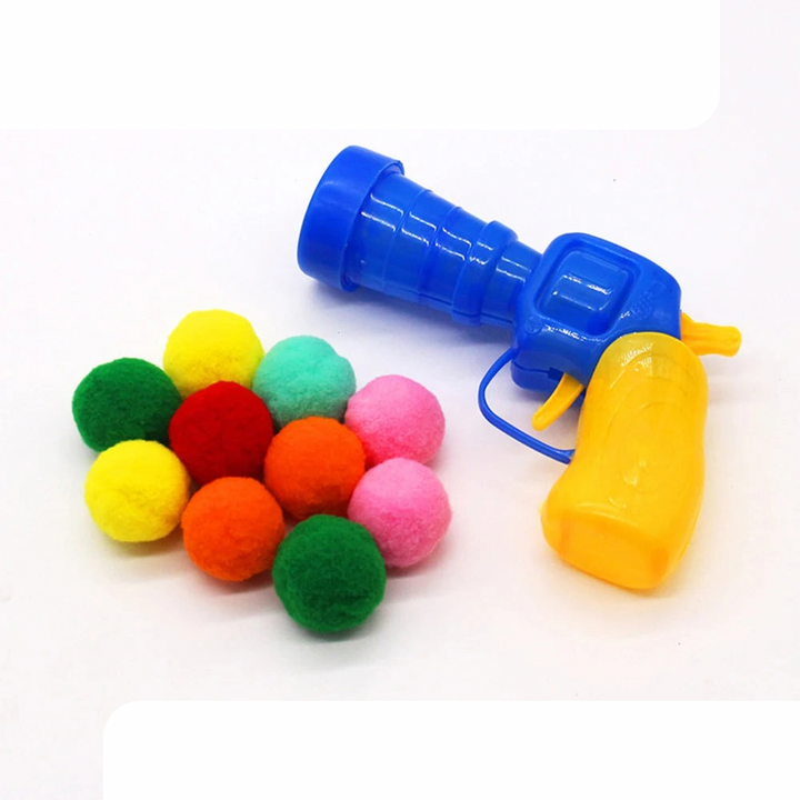 Pom-Pop Plush Ball Launcher Toy
