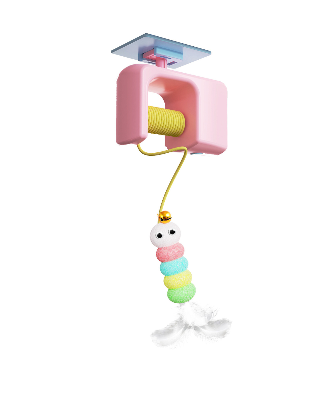 Interactive door yo-yo cat toy with self-play function