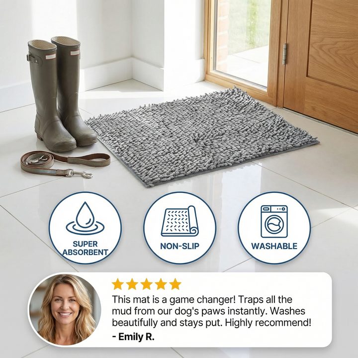 Dog Mud Mat – Super Absorbent, Non-Slip & Washable