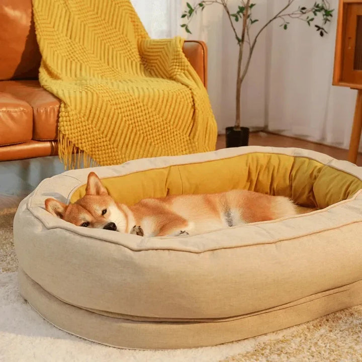 Dog Bed | Plush Bolster Sofa | Soft Padded Sides & Hand-Washable Fabric